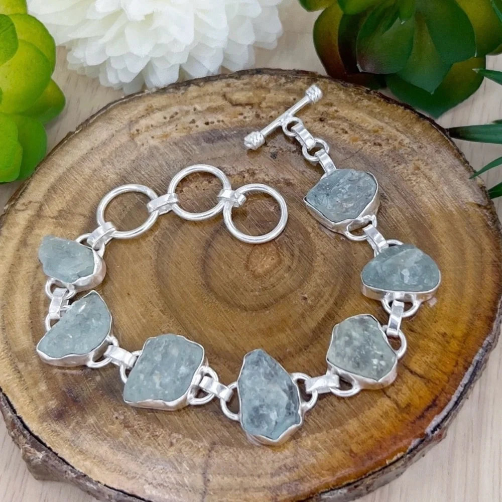 Solid Sterling Silver 925 Aquamarine Gemstone Pendant Handmade New - Picture 6 of 6